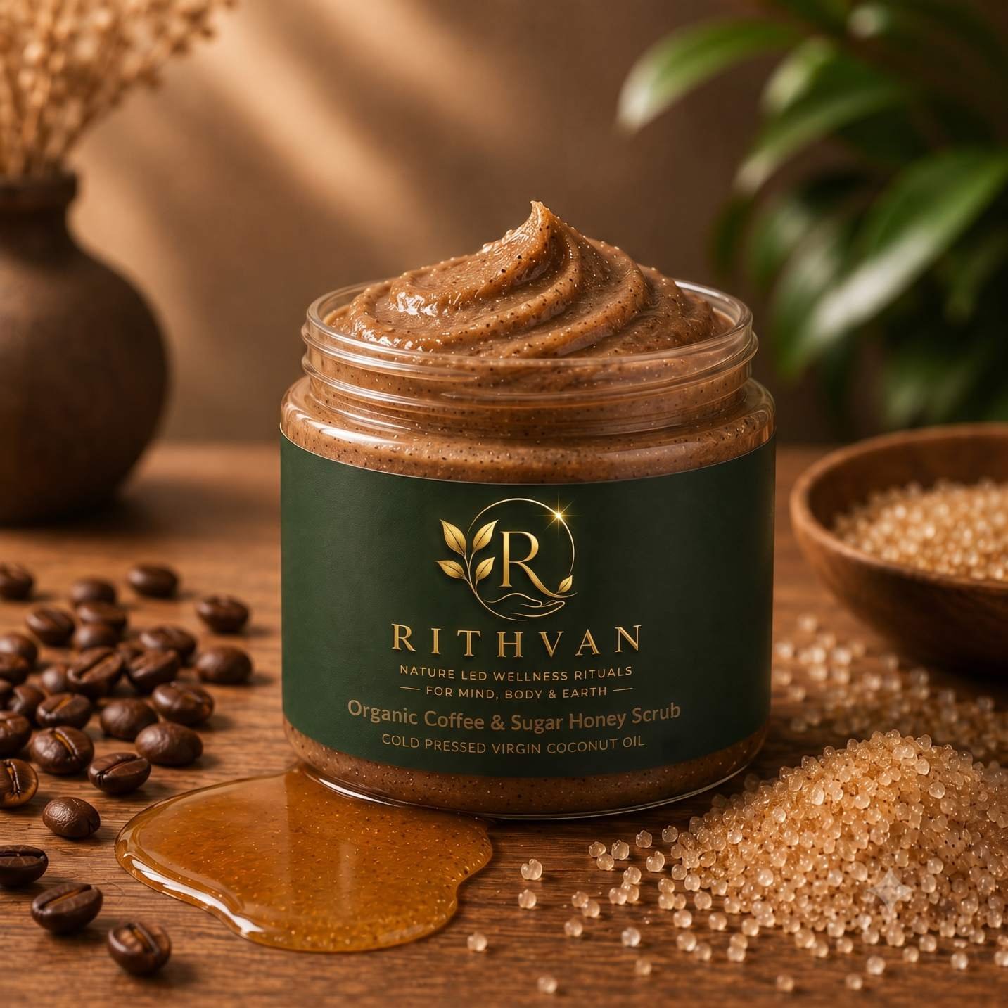 Detan Coffee & Sugar Botanical Body Scrub- Awaken ritual